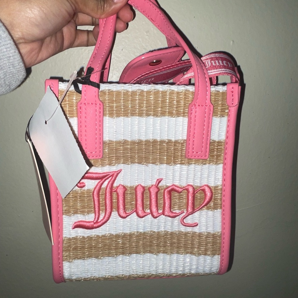 Juicy Couture Pink and Tan Striped Mini Bag